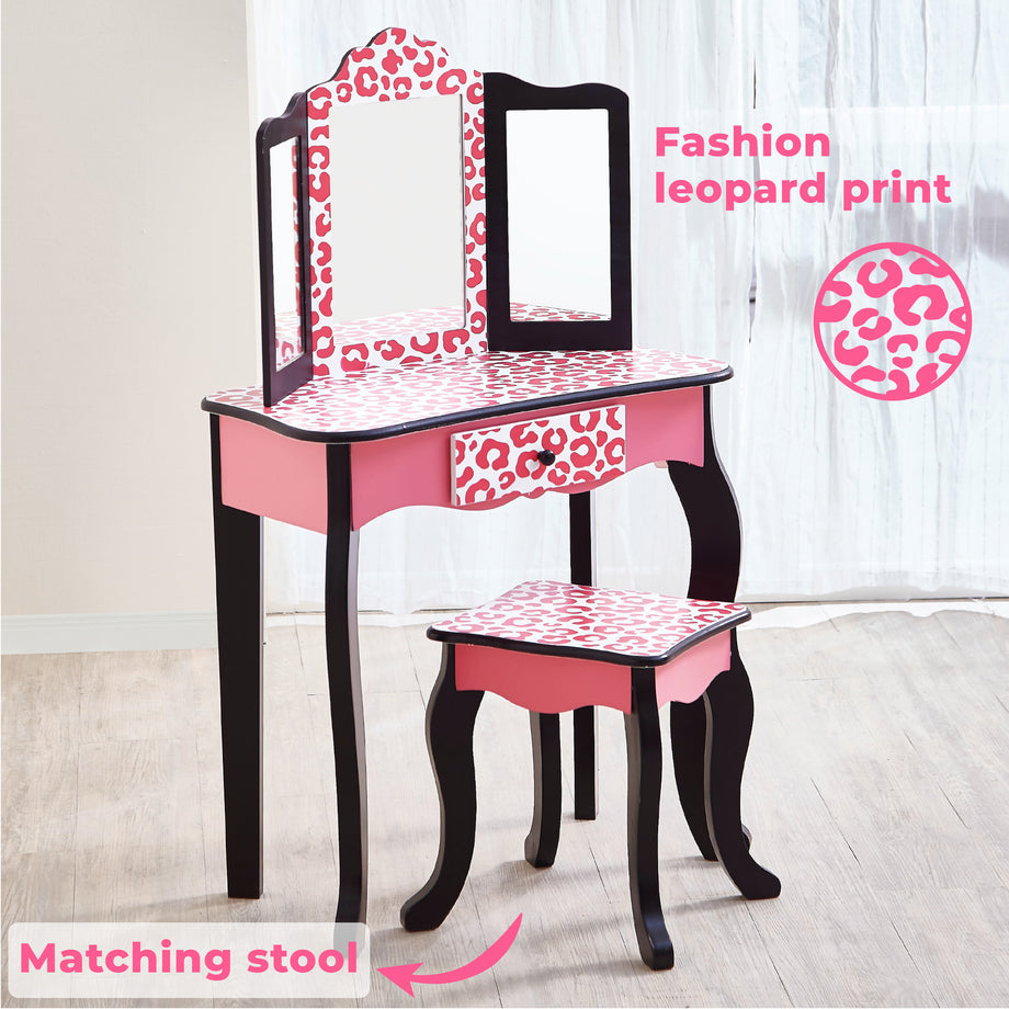 Leopard print vanity deals stool