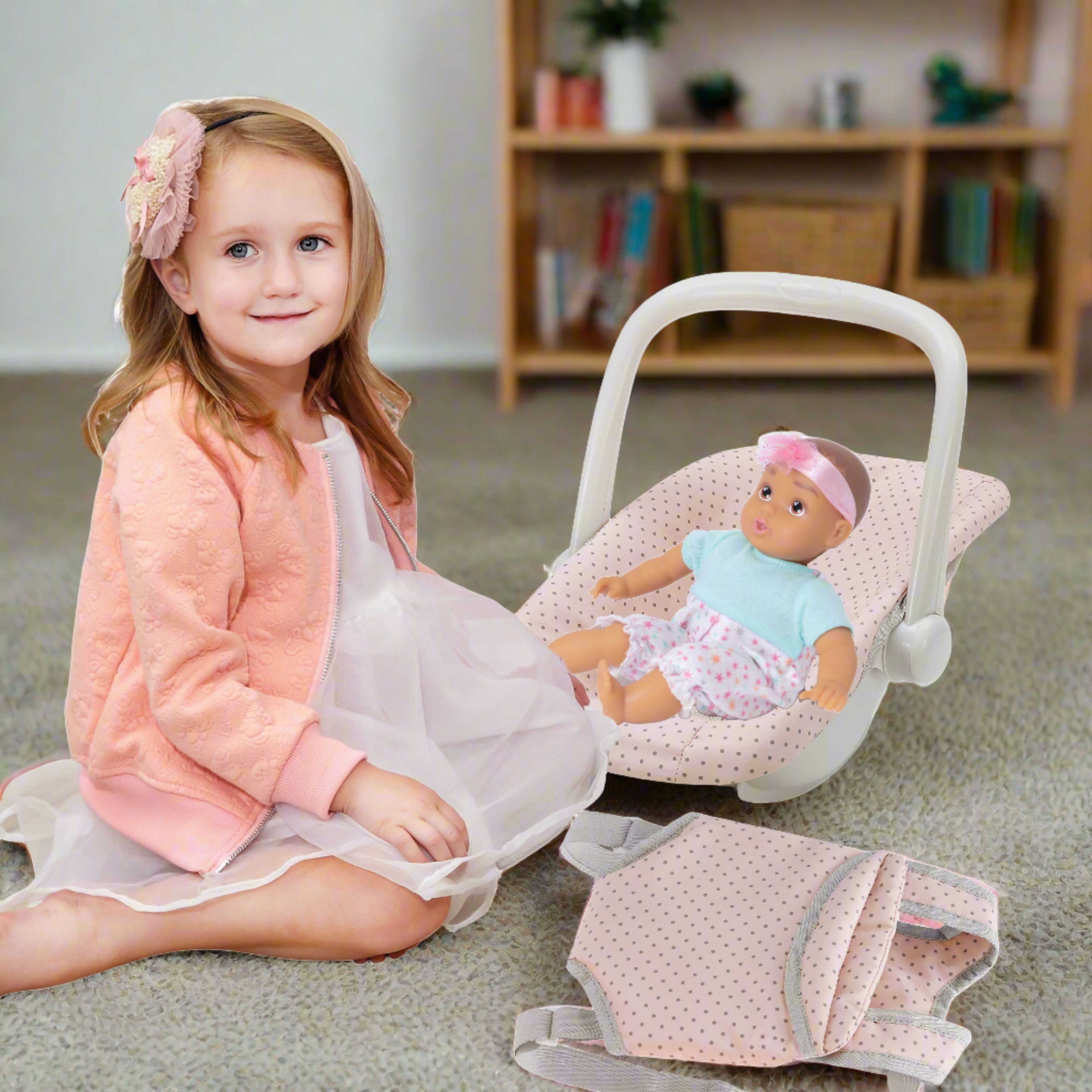 Olivia's Little World Polka Dot Princess Baby Doll Carrier Car