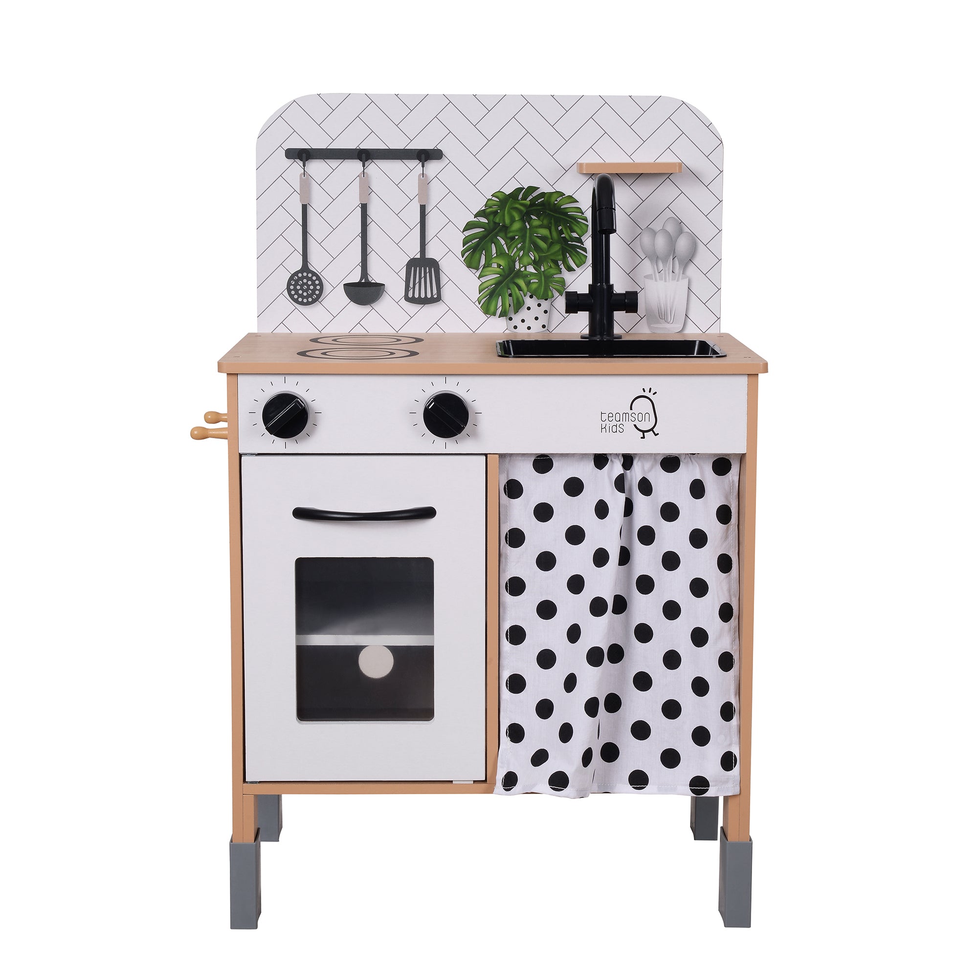 Teamson Kids Interactive Wooden Play Kitchen, Pretend Playset with Adj ...