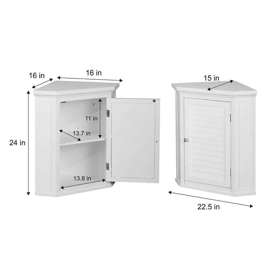 White corner deals wall cabinet