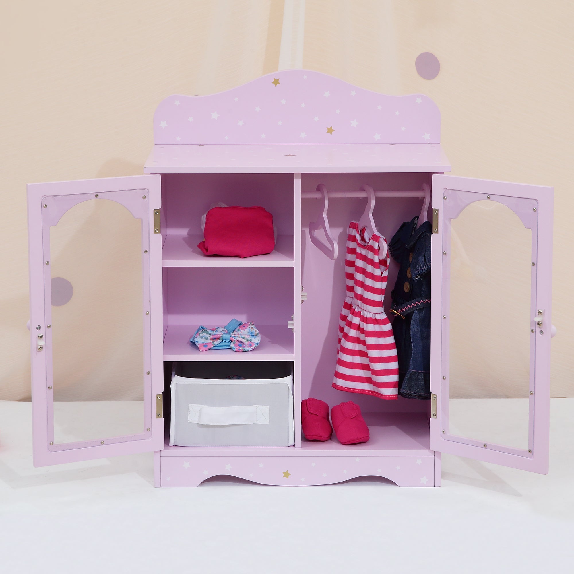 Olivia's Little World Kids Wooden Baby Doll Wardrobe Toy, Closet with –  Teamson UK