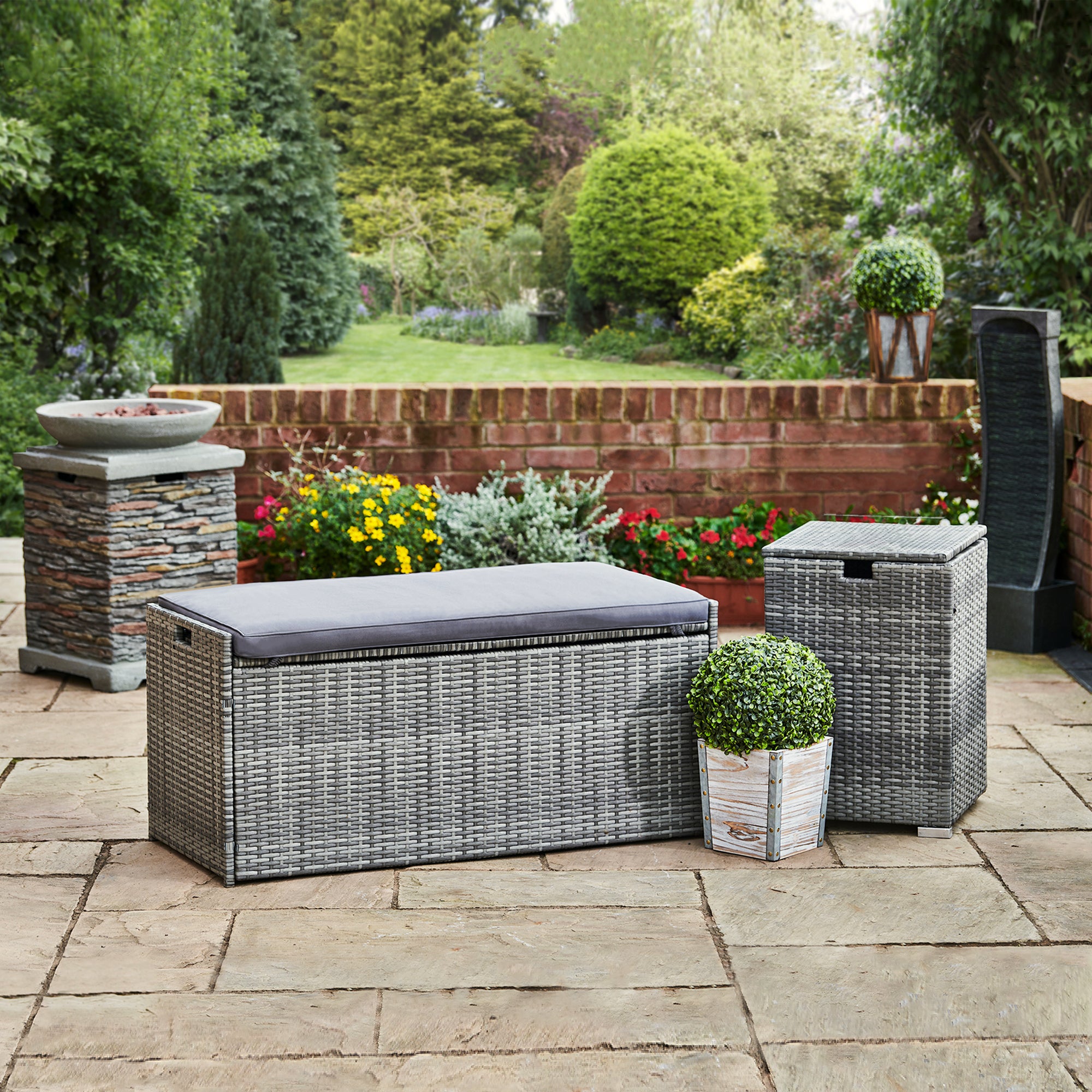 Garden Cushion Storage Rattan Patio Storage Box Rattan Patio
