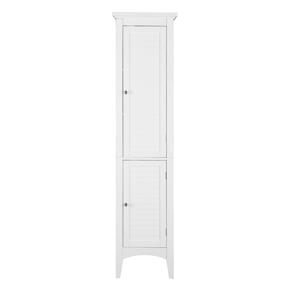 Teamson Home Glancy Wooden Bathroom Storage Furniture Free Standing Tall Linen Cabinet Unit White