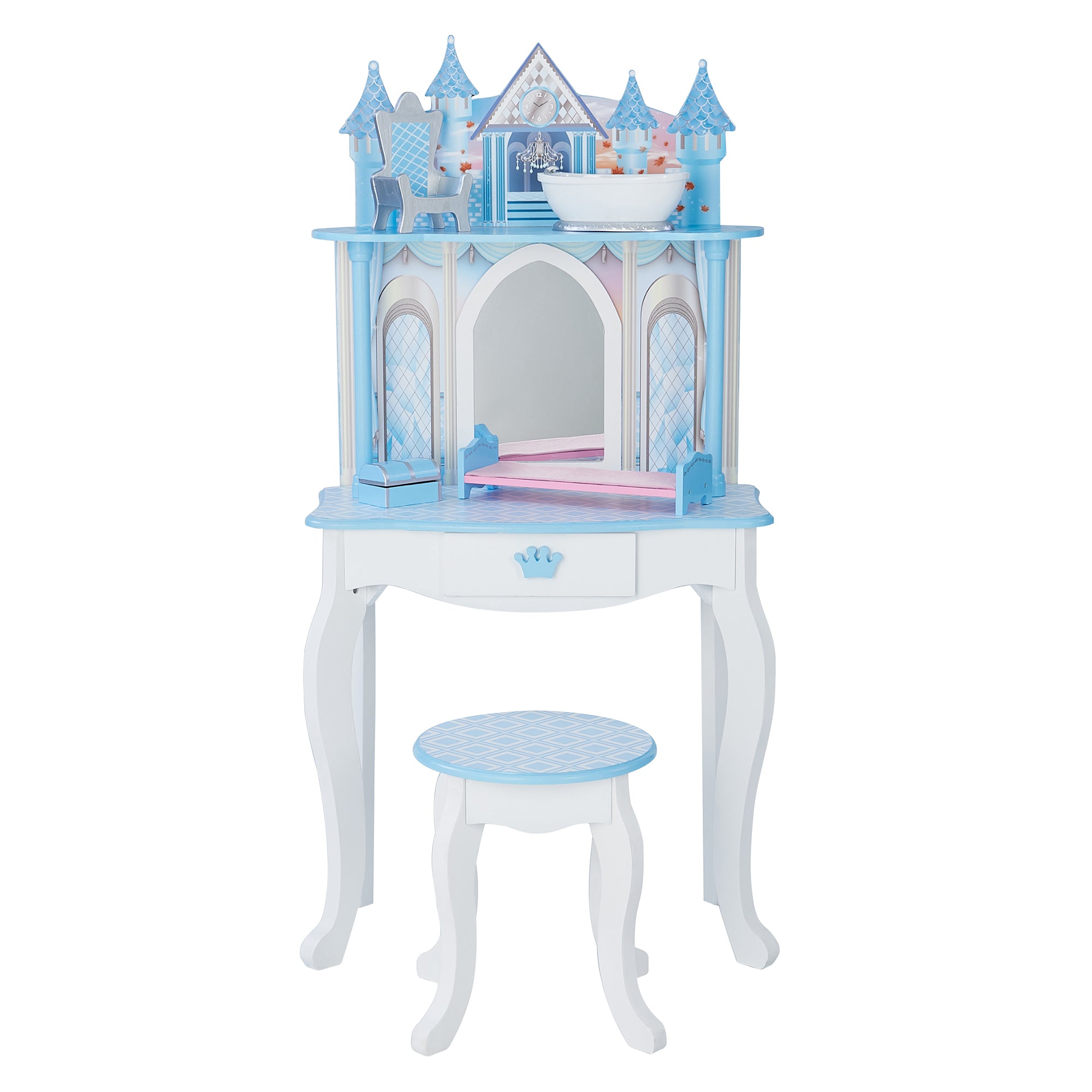 Castel Rool Vanity Teamson Kids Dreamland Castle 2-pc. Wooden Vanity Play Set, Blue/White ...