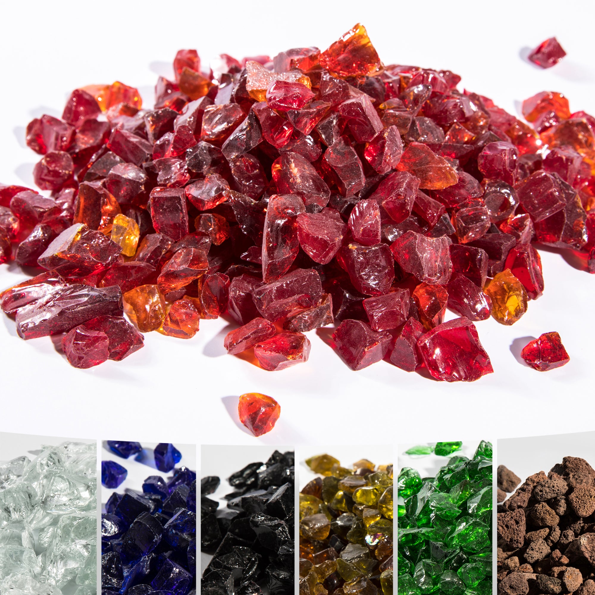 Fiery Rocks Colour Peaktop by Teamson Home 4 Kg Red Fire Glass, Lava Rocks for Outdoor Ga ...