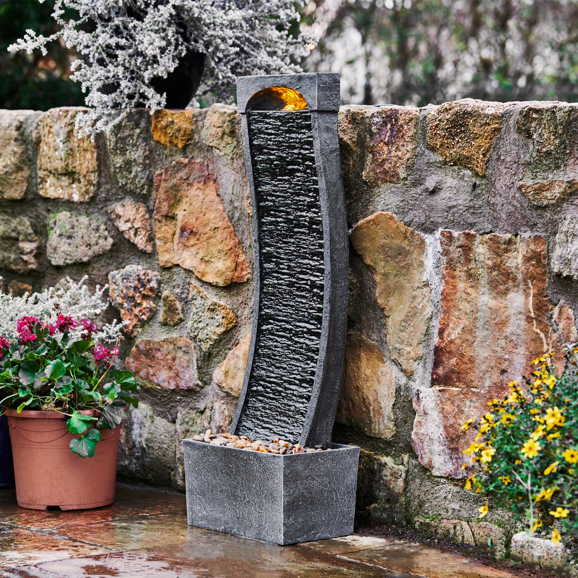 Structral Water Features Teamson Home Garden Water Feature Large Outdoor Curved Water Fountain ...