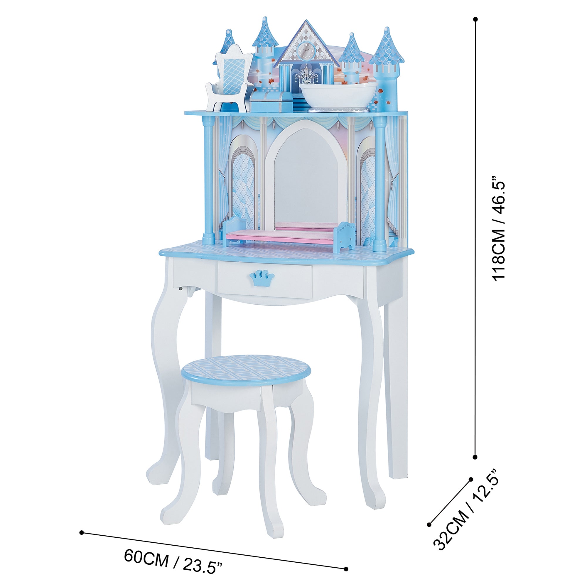 Castel Rool Vanity Teamson Kids Dreamland Castle 2-pc. Wooden Vanity Play Set, Blue/White ...